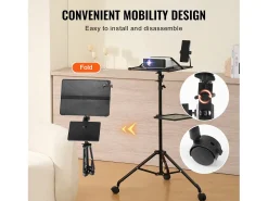 Móvel De Tv| Suporte para Projetor SucceBuy Suporte para Projetor com Rodízios, Tripé para Portátil, Altura de 80 a 170 cm Preto