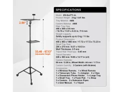 Móvel De Tv| Suporte para Projetor SucceBuy Suporte para Projetor com Rodízios, Tripé para Portátil, Altura de 80 a 170 cm Preto