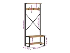 Prateleira|vidaxl Suporte para roupas 80x40x190cm madeira mangueira maciça áspera Castanho