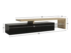 Suporte para TV 200 x 39 x 42 cm, com iluminação LED de 7 cores e tampo de mesa, .^ Móvel De Tv