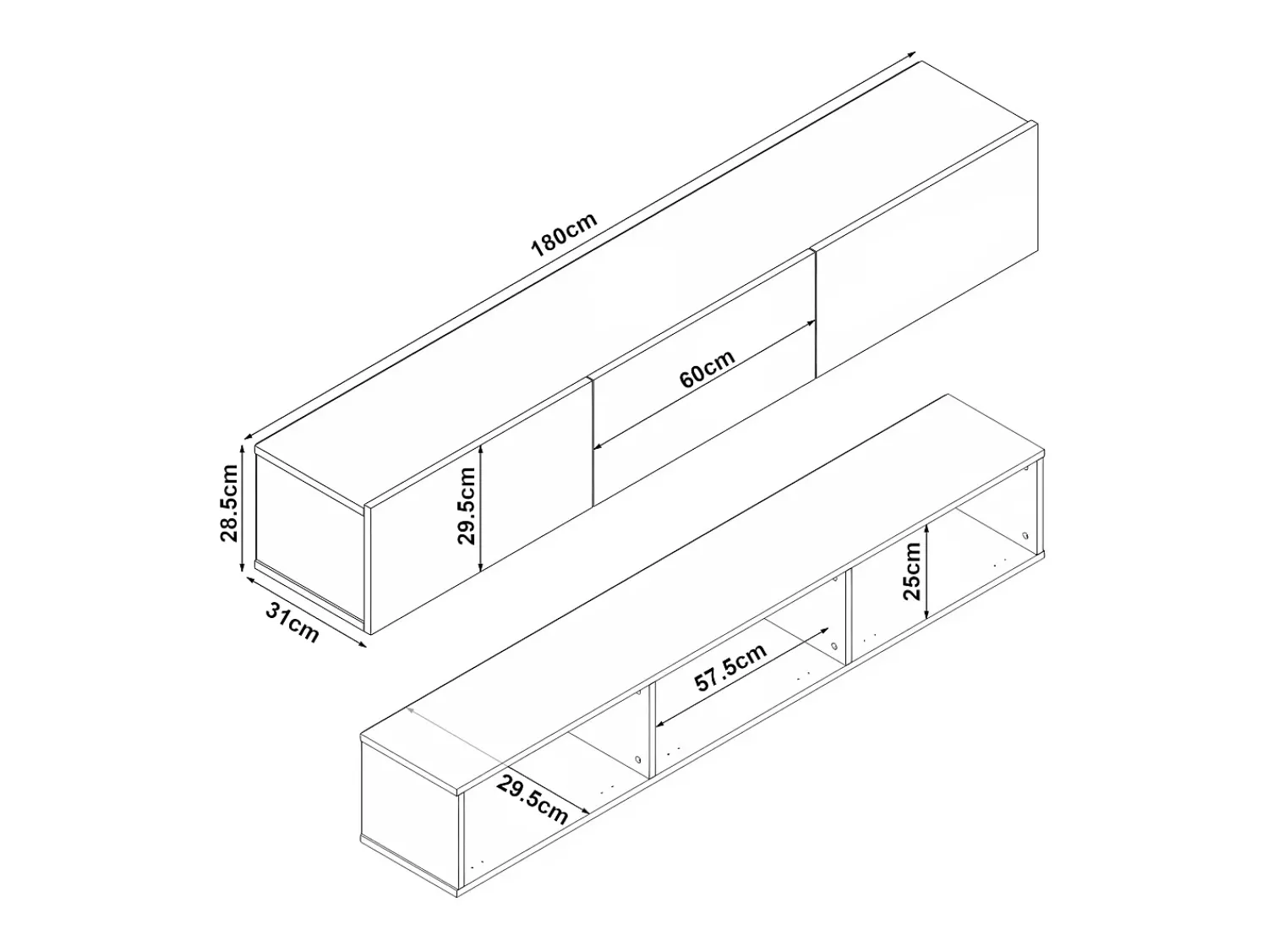 Móvel De Tv|Helloshop26 Suporte para TV 180 x 31 x 29,5 cm com efeito carvalho 03_0007876 Bege