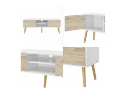 Helloshop26 Suporte para TV 120 x 30 x 47 cm com efeito carvalho branco 03_0007754^ Móvel De Tv