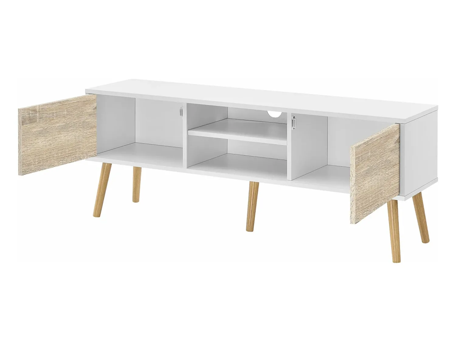 Helloshop26 Suporte para TV 120 x 30 x 47 cm com efeito carvalho branco 03_0007754^ Móvel De Tv