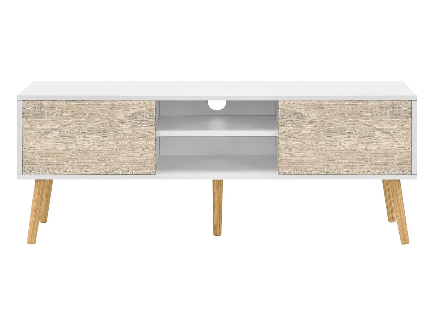 Helloshop26 Suporte para TV 120 x 30 x 47 cm com efeito carvalho branco 03_0007754^ Móvel De Tv