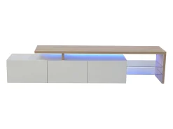 Móvel De Tv| Suporte para TV 200 x 39 x 42 cm, com iluminação LED de 7 cores e tampo de mesa, . Branco