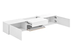 Hauss Spole Suporte para TV 180 x 34 x 30 cm com prateleira para projetor e 3 portas - e madeira Branco