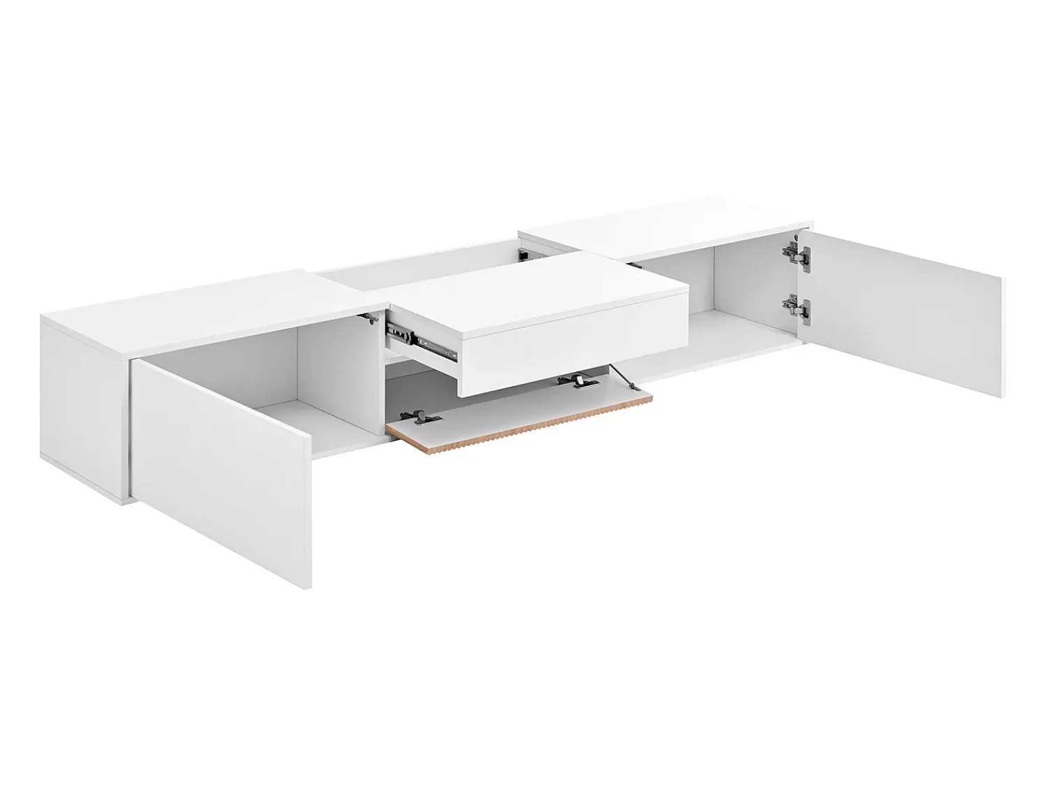Hauss Spole Suporte para TV 180 x 34 x 30 cm com prateleira para projetor e 3 portas - e madeira Branco