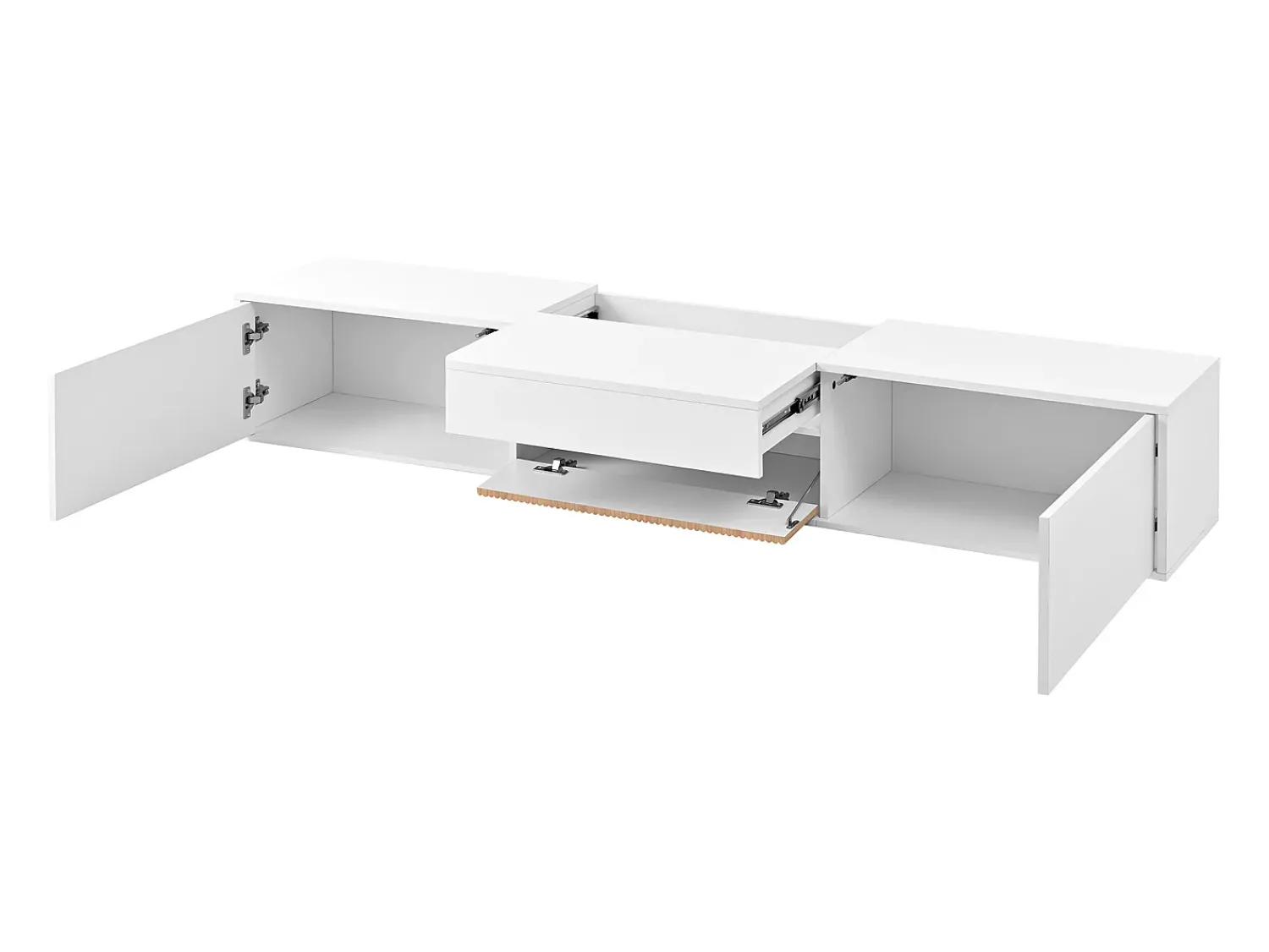 Hauss Spole Suporte para TV 180 x 34 x 30 cm com prateleira para projetor e 3 portas - e madeira Branco