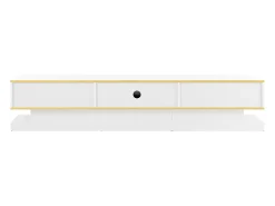 Outlet Suporte para TV - Suporte para TV com 3 gavetas e acabamento dourado - Corrediças inferiores suaves e silenciosas Branco