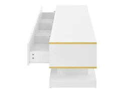 Outlet Suporte para TV - Suporte para TV com 3 gavetas e acabamento dourado - Corrediças inferiores suaves e silenciosas Branco