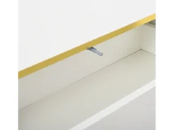 Outlet Suporte para TV - Suporte para TV com 3 gavetas e acabamento dourado - Corrediças inferiores suaves e silenciosas Branco