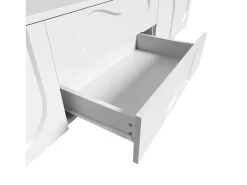 Móvel De Tv* Suporte para TV - Suporte para TV com 2 gavetas e 2 portas - Pés redondos em madeira maciça Branco