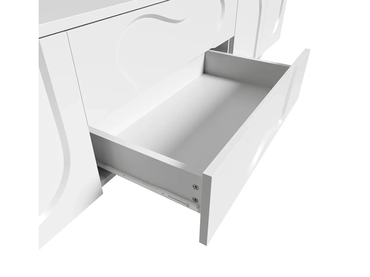 Móvel De Tv* Suporte para TV - Suporte para TV com 2 gavetas e 2 portas - Pés redondos em madeira maciça Branco