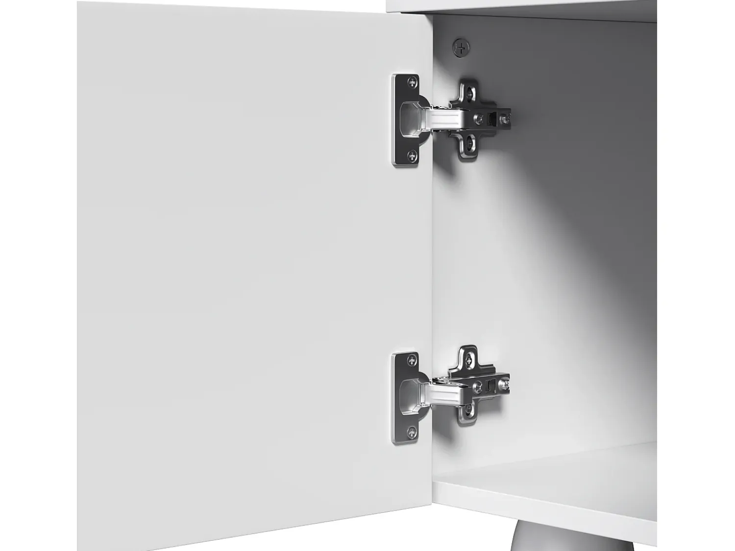 Móvel De Tv* Suporte para TV - Suporte para TV com 2 gavetas e 2 portas - Pés redondos em madeira maciça Branco