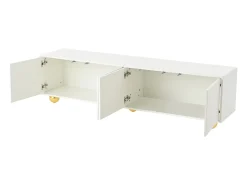 Móvel De Tv* Suporte para TV - Suporte para TV com 4 portas e 5 pés de apoio esféricos - Portas em formato de nuvem Branco