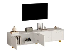 Móvel De Tv* Suporte para TV - Suporte para TV com 4 portas e 5 pés de apoio esféricos - Portas em formato de nuvem Branco