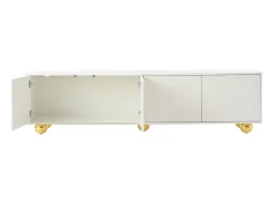 Móvel De Tv* Suporte para TV - Suporte para TV com 4 portas e 5 pés de apoio esféricos - Portas em formato de nuvem Branco