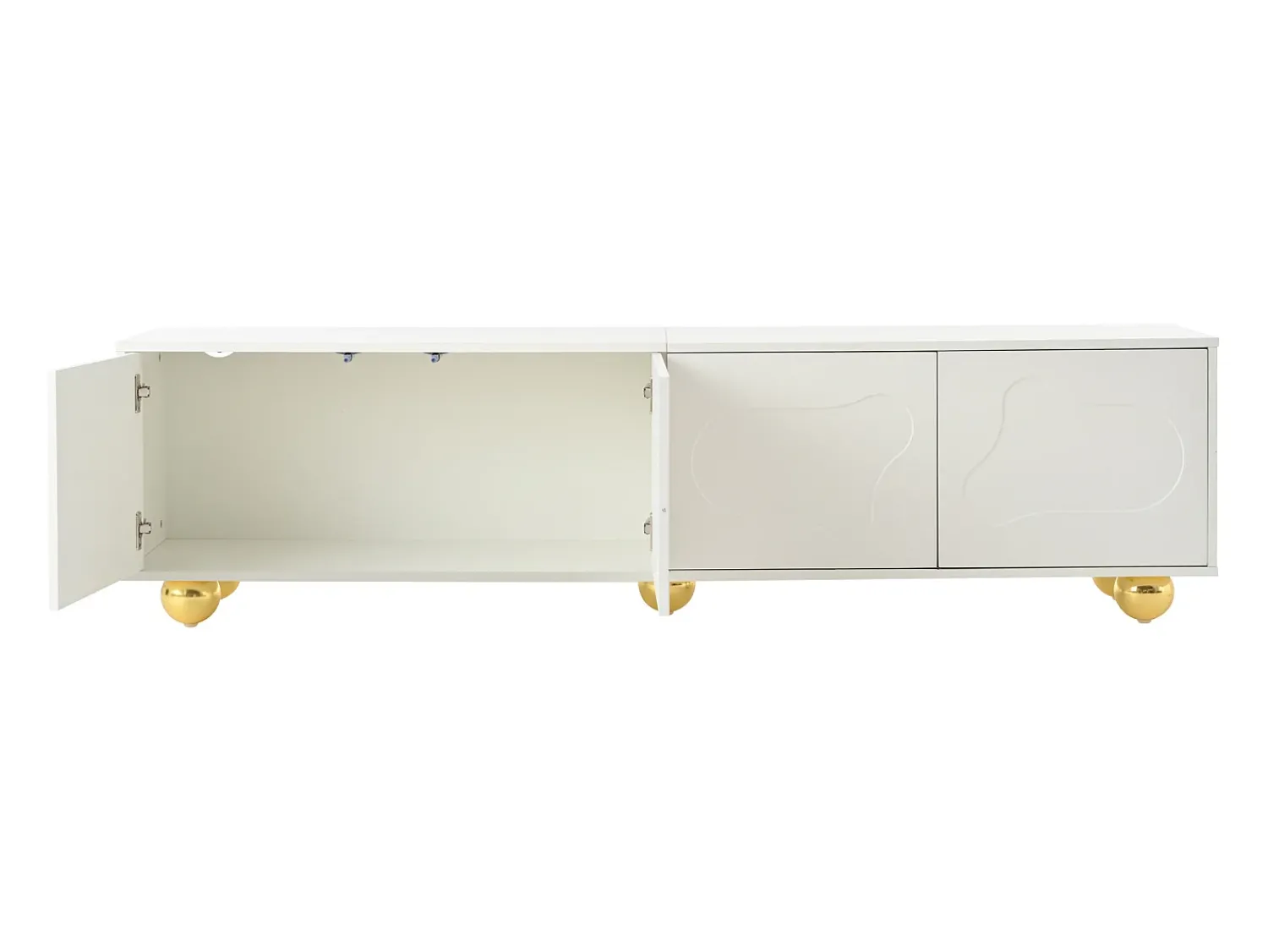 Móvel De Tv* Suporte para TV - Suporte para TV com 4 portas e 5 pés de apoio esféricos - Portas em formato de nuvem Branco