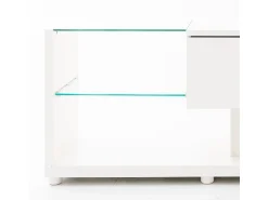 Suporte para TV - Suporte para TV para sala de estar com iluminação LED ajustável - 2 gavetas e espaço aberto para arrumação^ Móvel De Tv