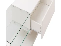 Suporte para TV - Suporte para TV para sala de estar com iluminação LED ajustável - 2 gavetas e espaço aberto para arrumação^ Móvel De Tv