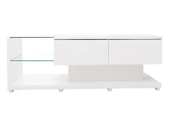 Suporte para TV - Suporte para TV para sala de estar com iluminação LED ajustável - 2 gavetas e espaço aberto para arrumação^ Móvel De Tv