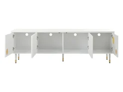 Suporte para TV - Suporte para TV com 4 portas com estrutura em treliça - detalhes dourados e pés ajustáveis^ Móvel De Tv