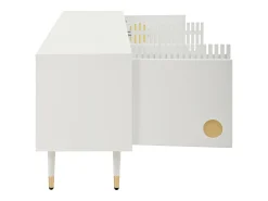 Suporte para TV - Suporte para TV com 4 portas com estrutura em treliça - detalhes dourados e pés ajustáveis^ Móvel De Tv