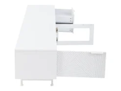 Móvel De Tv| Suporte para TV - Suporte para TV com 2 Portas e 2 Gavetas - Armário Aberto - para Sala de Estar Branco