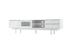 Móvel De Tv| Suporte para TV - Suporte para TV com 2 Portas e 2 Gavetas - Armário Aberto - para Sala de Estar Branco