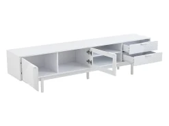 Móvel De Tv| Suporte para TV - Suporte para TV com 2 Portas e 2 Gavetas - Armário Aberto - para Sala de Estar Branco