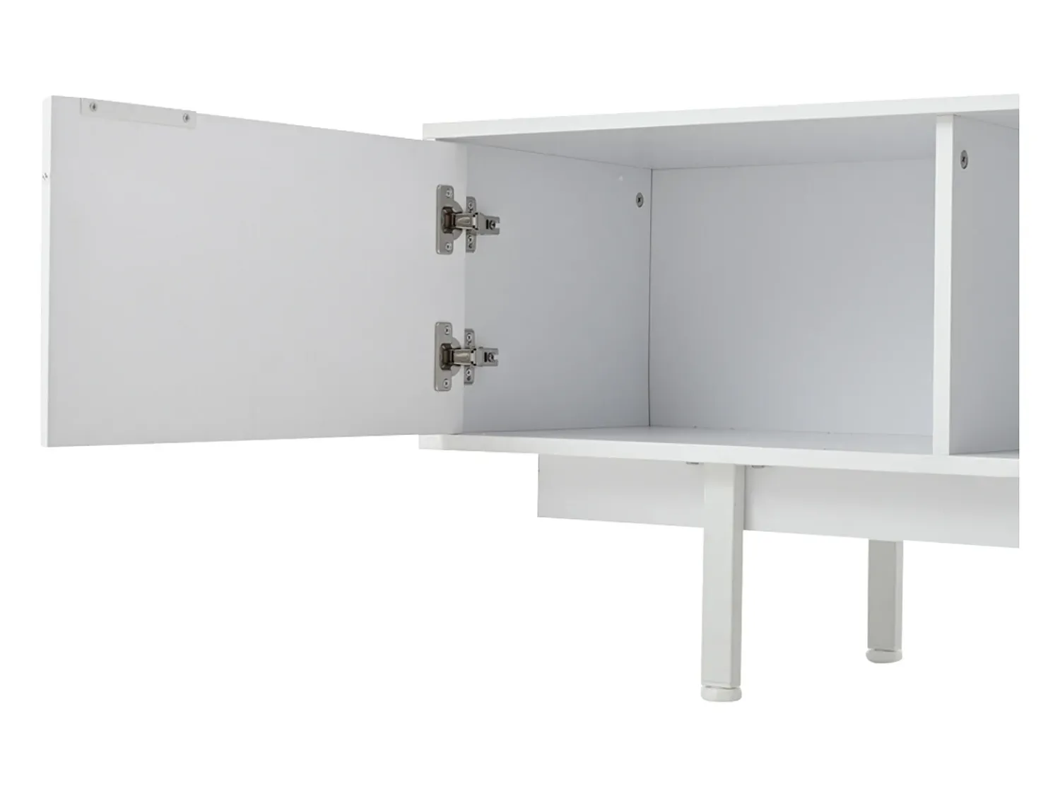 Móvel De Tv| Suporte para TV - Suporte para TV com 2 Portas e 2 Gavetas - Armário Aberto - para Sala de Estar Branco