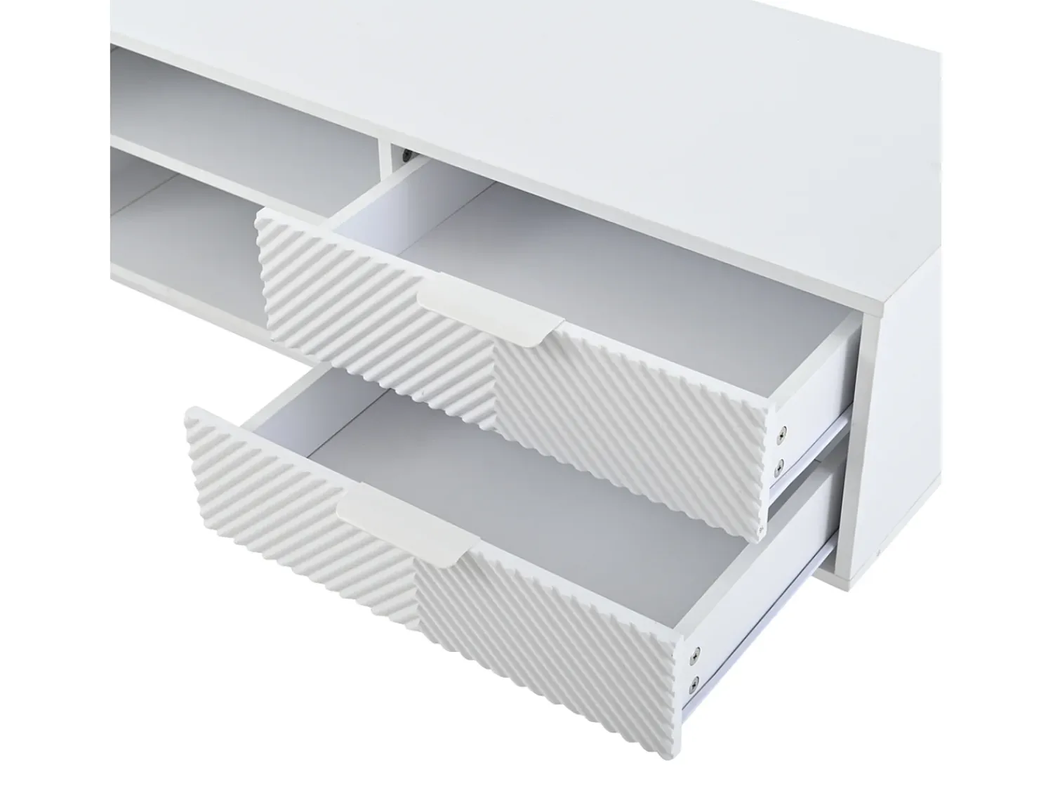 Móvel De Tv| Suporte para TV - Suporte para TV com 2 Portas e 2 Gavetas - Armário Aberto - para Sala de Estar Branco
