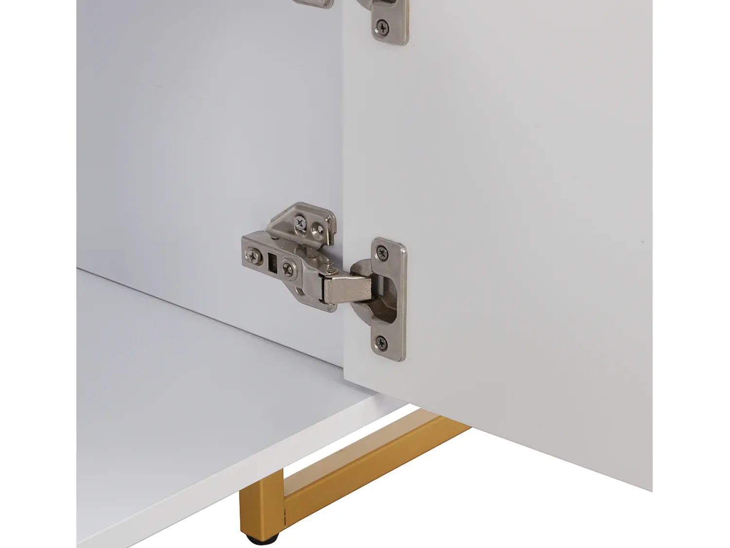 Suporte para TV - Suporte para TV para sala de estar com 2 portas texturadas e 4 gavetas - puxadores e pés dourados^ Móvel De Tv