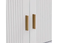 Suporte para TV - Suporte para TV para sala de estar com 2 portas texturadas e 4 gavetas - puxadores e pés dourados^ Móvel De Tv