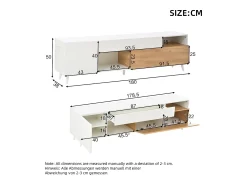 Suporte para TV brilhante - Suporte para TV com 2 portas e 1 gaveta - 2 espaços de arrumação semi-abertos Branco