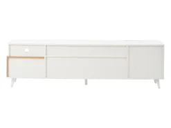 Suporte para TV brilhante - Suporte para TV com 2 portas e 1 gaveta - 2 espaços de arrumação semi-abertos Branco