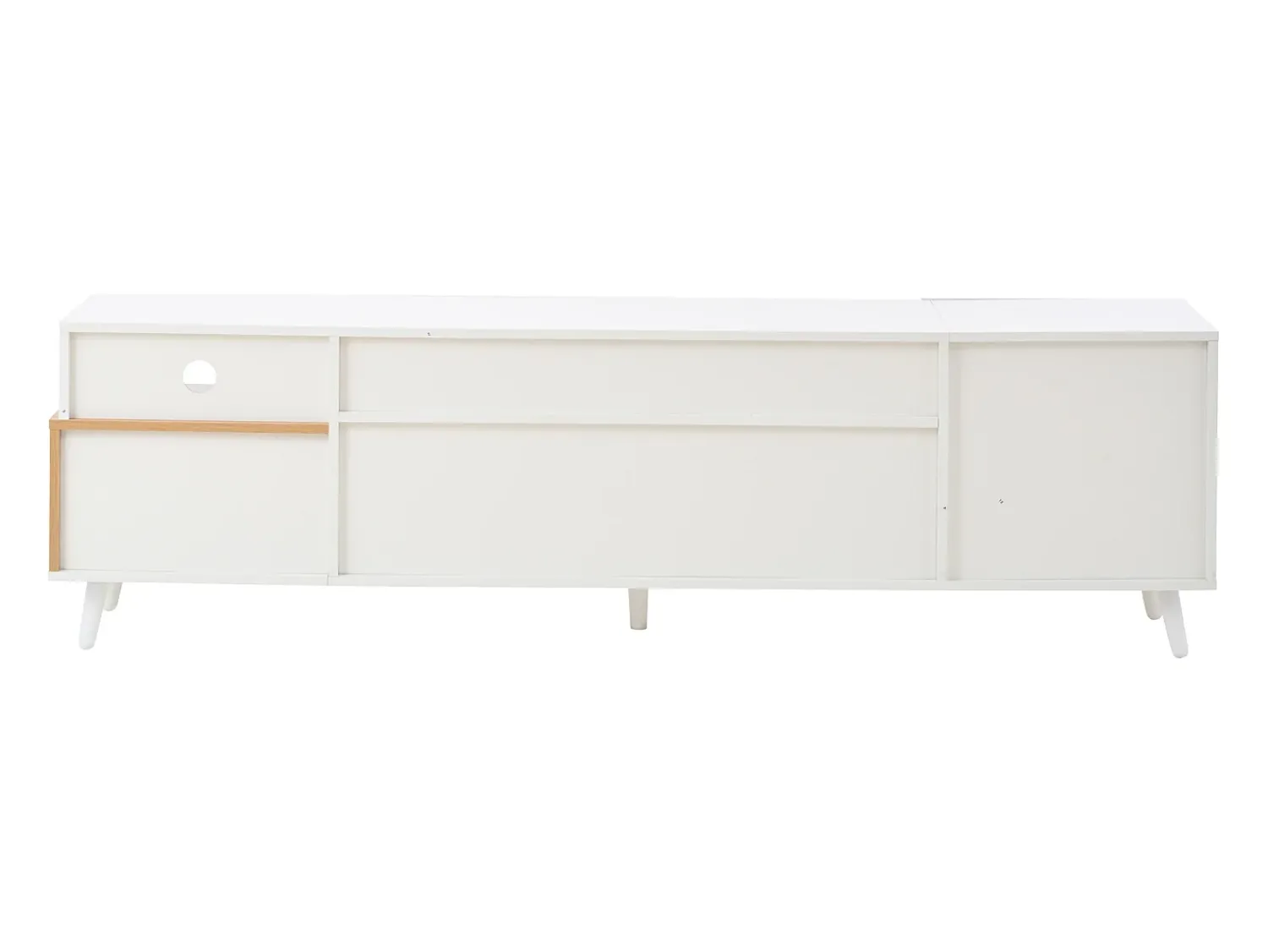 Suporte para TV brilhante - Suporte para TV com 2 portas e 1 gaveta - 2 espaços de arrumação semi-abertos Branco