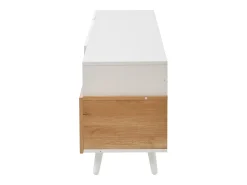 Suporte para TV brilhante - Suporte para TV com 2 portas e 1 gaveta - 2 espaços de arrumação semi-abertos Branco