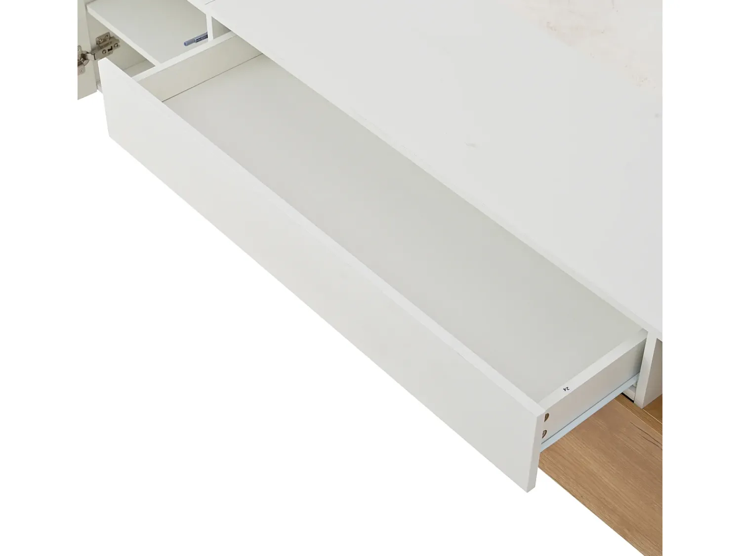 Suporte para TV brilhante - Suporte para TV com 2 portas e 1 gaveta - 2 espaços de arrumação semi-abertos Branco