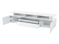 Móvel De Tv* Suporte para TV brilhante - Suporte para TV com 2 portas e 1 gaveta - Iluminação LED e espaço de arrumação aberto Branco