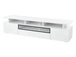 Móvel De Tv* Suporte para TV brilhante - Suporte para TV com 2 portas e 1 gaveta - Iluminação LED e espaço de arrumação aberto Branco