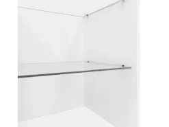 Outlet Suporte para TV Brilhante - Suporte para TV com 2 portas e 3 compartimentos de arrumação abertos - prateleiras em vidro Branco