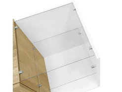 Outlet Suporte para TV Brilhante - Suporte para TV com 2 portas e 3 compartimentos de arrumação abertos - prateleiras em vidro Branco
