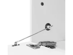 Outlet Suporte para TV Brilhante - Suporte para TV com 2 portas e 3 compartimentos de arrumação abertos - prateleiras em vidro Branco