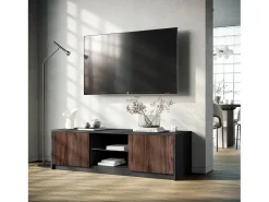 Suporte para TV BUDAPEST preto/carvalho rio^ Móvel De Tv
