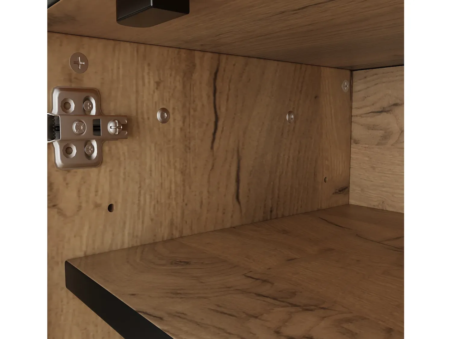 Móvel De Tv|Hauss Spole Suporte para TV com 4 compartimentos - Portas inclinadas - Cor: madeira e preto Natural claro