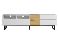 Hauss Spole Suporte para TV com 2 gavetas e 2 portas - pés em metal - cor e madeira^ Móvel De Tv