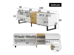 Hauss Spole Suporte para TV com 2 gavetas e 2 portas - pés em metal - cor e madeira^ Móvel De Tv