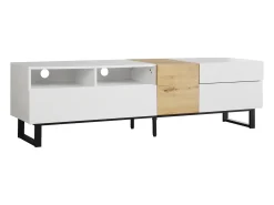 Hauss Spole Suporte para TV com 2 gavetas e 2 portas - pés em metal - cor e madeira^ Móvel De Tv