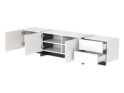 Hauss Spole Suporte para TV com 2 gavetas e 3 portas - brilhante e preto^ Móvel De Tv
